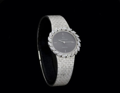 Vintage Omega Ladies 18ct White Gold and Diamond Set Manual Watch