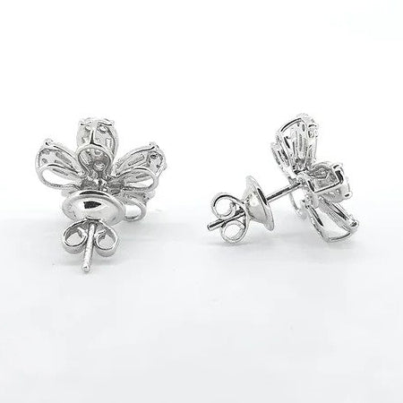 1.60ct Brilliant and Baguette Cut Diamond Flower Cluster Earrings