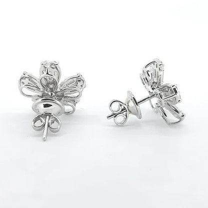 1.60ct Brilliant and Baguette Cut Diamond Flower Cluster Earrings