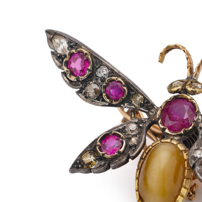Antique Victorian Multi Gemstone En Tremblant Butterfly Brooch