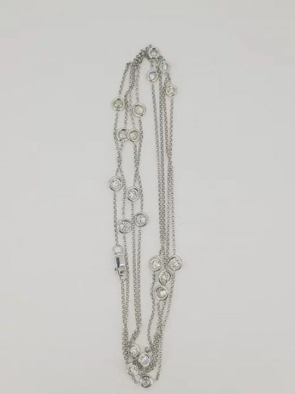 Diamond Set Long 18ct White Gold Chain Necklace; 2.72 carats, 96cm long