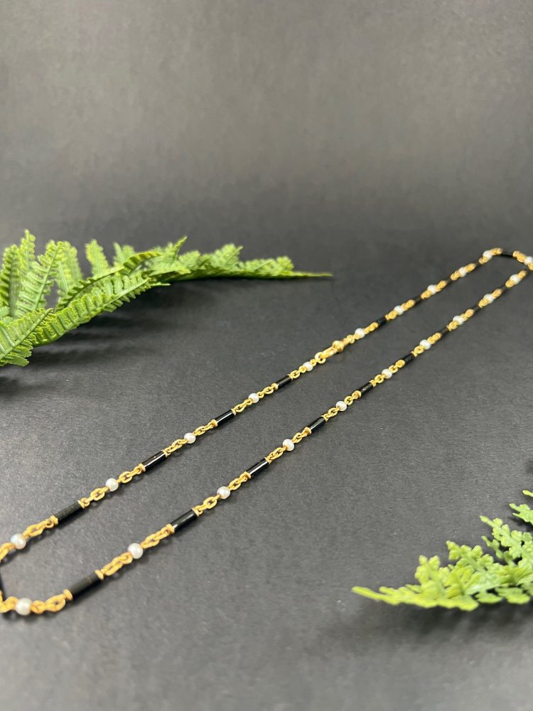 Antique Enamel And Pearl Long Necklace In 18 Carat Yellow Gold