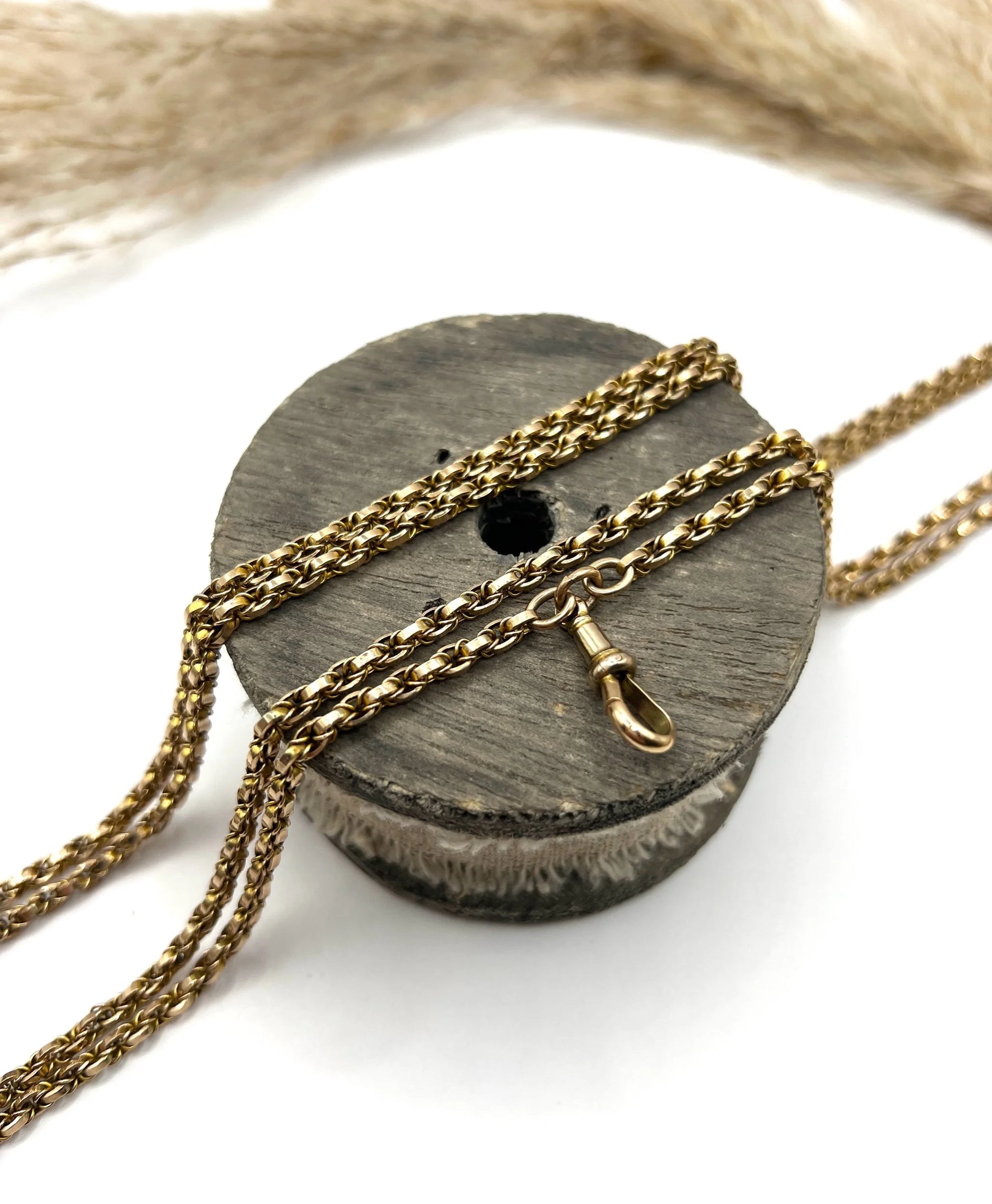 Victorian Antique 9ct Gold Fancy Rolo Link Long Guard Chain