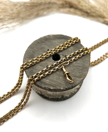 Victorian Antique 9ct Gold Fancy Rolo Link Long Guard Chain