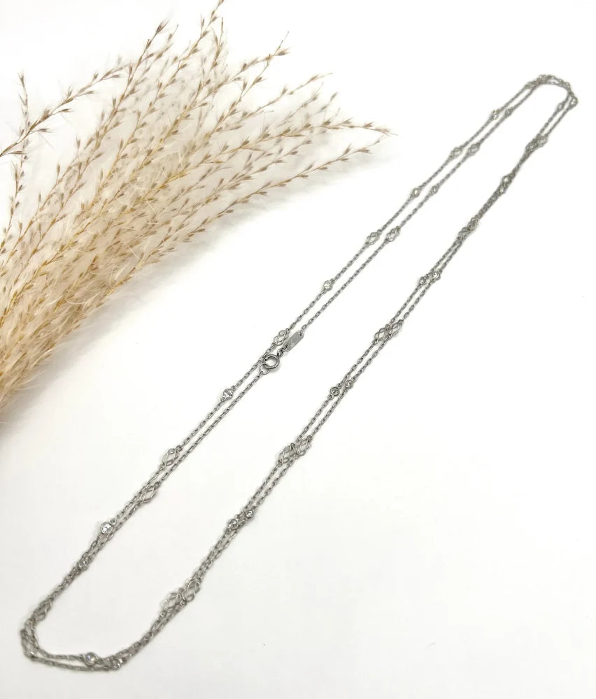 Antique Diamond Half Guard Trace Link Chain In Platinum