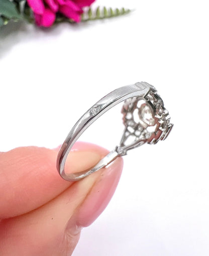 Antique Platinum French Stamped, Edwardian era Diamond Cluster Ring