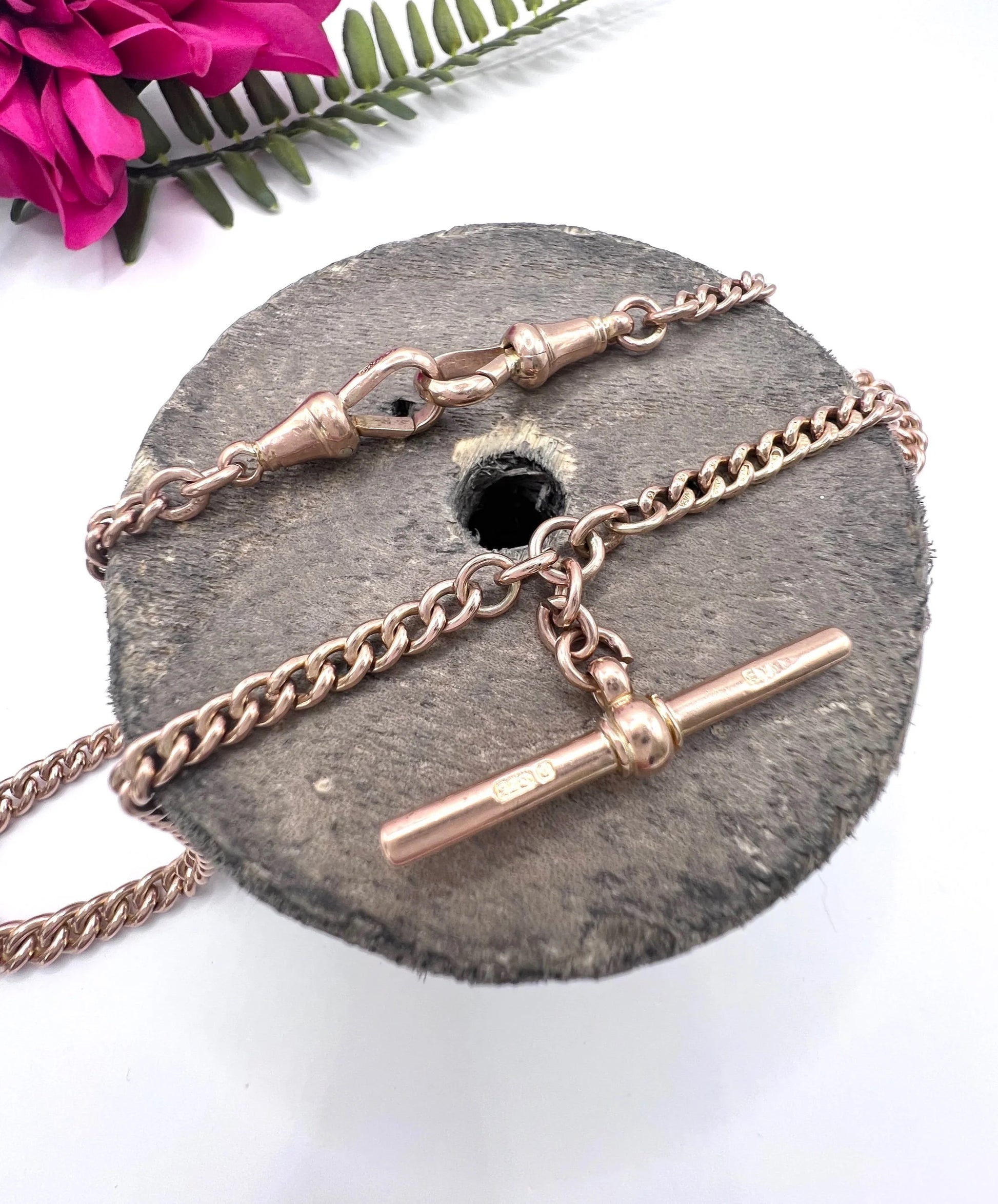Antique 9 ct Gold Albert Chain: Edwardian Double-Graduated Watch Chain Necklace