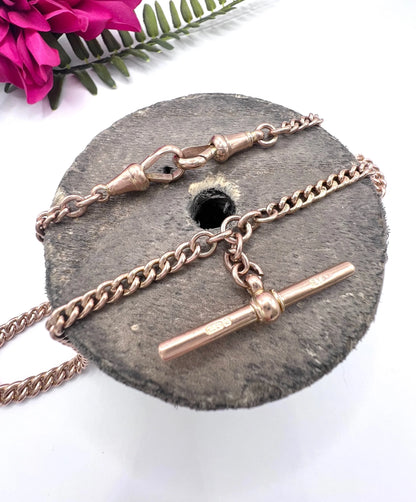 Antique 9 ct Gold Albert Chain: Edwardian Double-Graduated Watch Chain Necklace