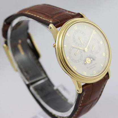 Blancpain Perpetual Calendar Moonphase 18ct Yellow Gold 34mm Automatic; white dial with Roman numerals and Weekday, Date, Month and Moonphase functions