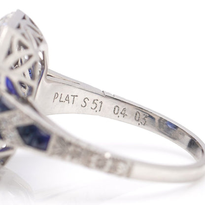 5.10ct Sapphire and Diamond Cluster Ring in Platinum