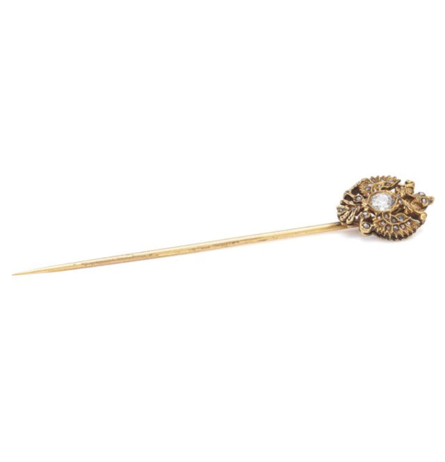 Faberge Workmaster Helenius Gold Pin with Diamond