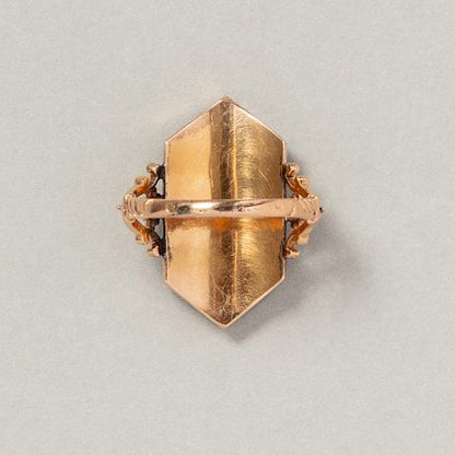 Georgian Antique Rose Cut Diamond Plaque Ring in 18ct Rose Gold