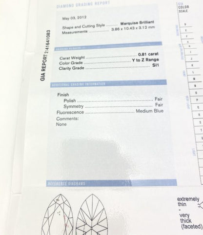 0.81ct Marquise Cut Diamond Solitaire Engagement Ring, in platinum, with GIA certificate.