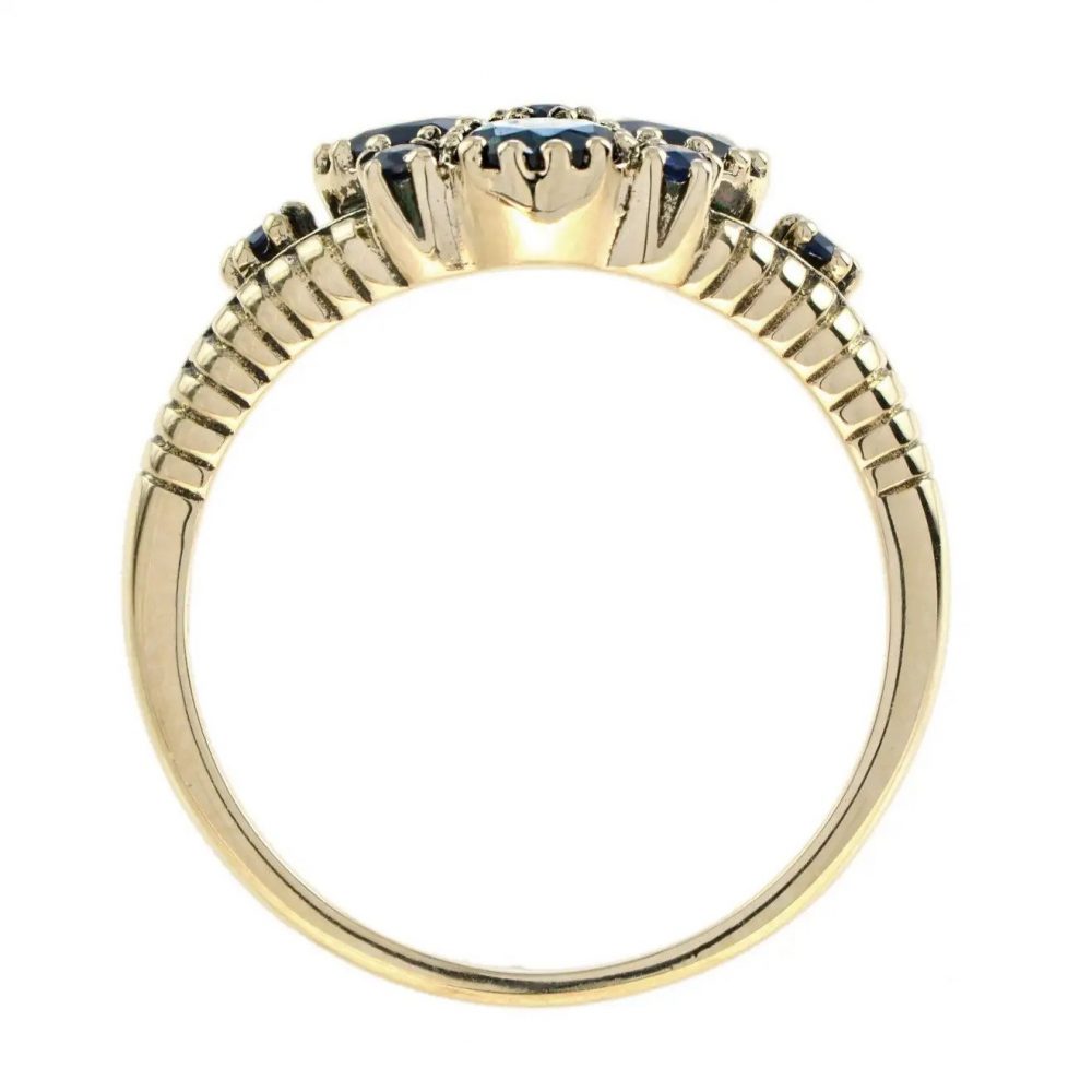 Antique Style Blue Topaz and Sapphire Cluster Dress Ring