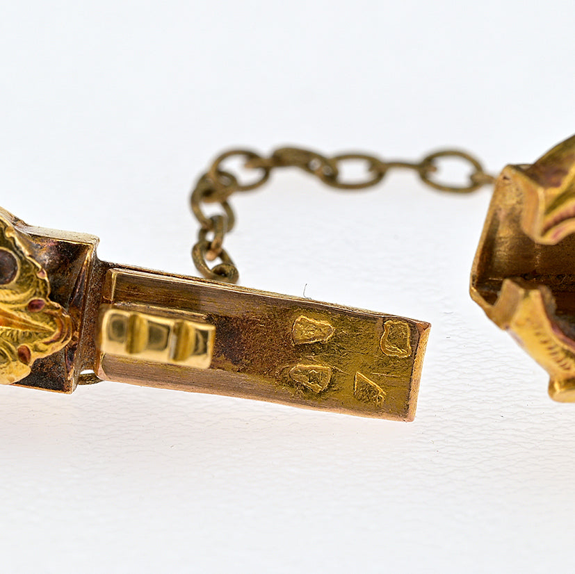 Art Nouveau French Carved 18ct Yellow Gold Bracelet