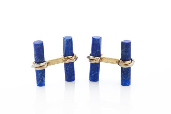 Cartier Lapis Lazuli and 18ct Yellow Gold Cufflinks in Original Box