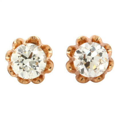 Vintage Old Cut Diamond Stud Earrings, 2.18 carat total