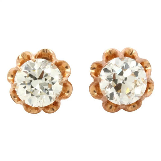 Vintage Old Cut Diamond Stud Earrings, 2.18 carat total