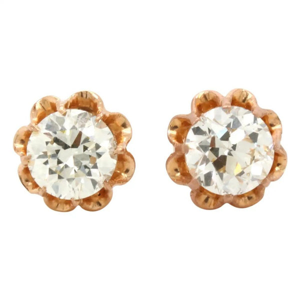 Vintage Old Cut Diamond Stud Earrings, 2.18 carat total