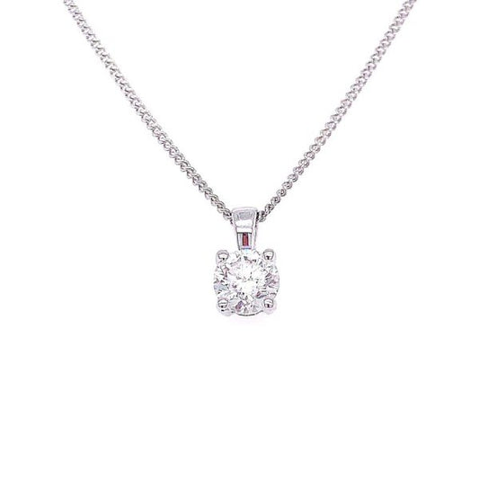 Solitaire Diamond Pendant, 0.90 carats, 18ct White Gold