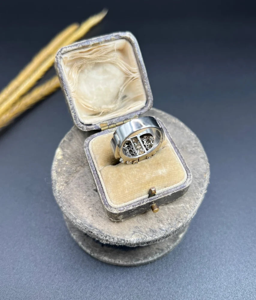 Vintage Diamond Cocktail Ring In 18 Carat White Gold