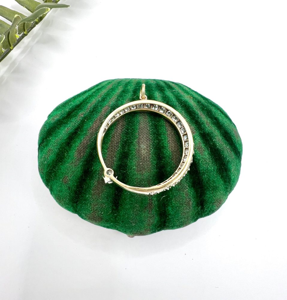 Antique Edwardian Diamond Crescent Moon Pendant In 18 Carat White Gold