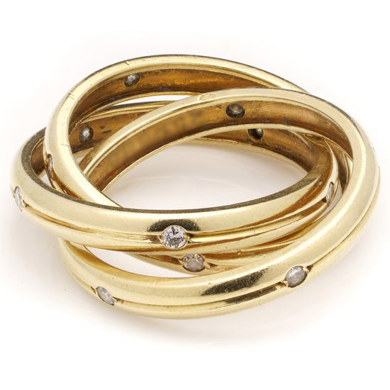 Vintage Cartier Diamond Set Constellation Trinity Gold Ring