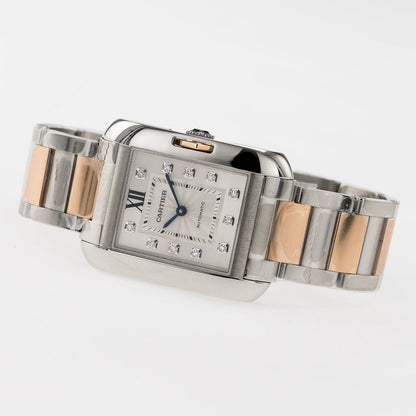 Cartier Tank Anglaise WT1000025 Steel and Rose Gold Watch with Box and Papers and Cartier Warranty, 2014 Unworn and Mint Condition