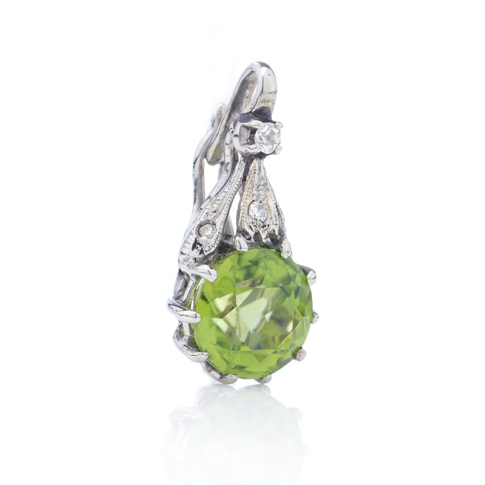 2.45ct Green Garnet and Diamond Pendant