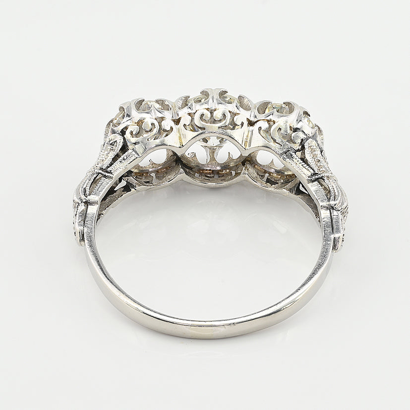 Art Deco 1.97ct Three Stone Diamond Engagement Ring in Platinum