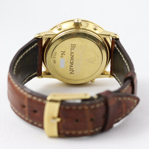 Blancpain Perpetual Calendar Moonphase 18ct Yellow Gold 34mm Automatic; white dial with Roman numerals and Weekday, Date, Month and Moonphase functions