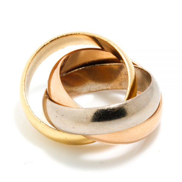 Cartier Tri Coloured 18ct Gold Trinity Ring; in 18ct white, rose and yellow gold, Signed and Numbered, Circa 1990's