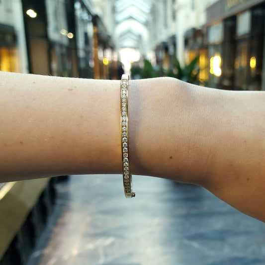 Diamond Set 18ct Yellow Gold Bangle Bracelet
