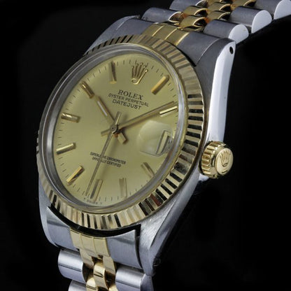 Vintage Rolex Lady Datejust 6827 Steel and Gold Watch Champagne Dial