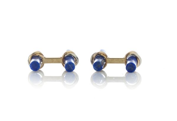 Cartier Lapis Lazuli and 18ct Yellow Gold Cufflinks in Original Box