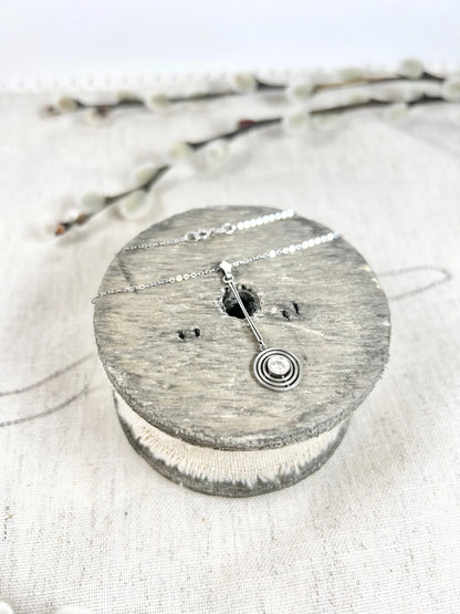 Antique 18 ct White Gold And Platinum Art Deco Diamond Target Pendant Necklace