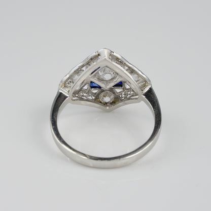 Art Deco 1.5ct Diamond and Sapphire Dress Ring in Platinum