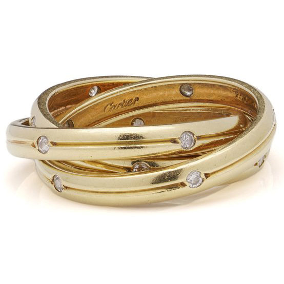 Vintage Cartier Diamond Set Constellation Trinity Gold Ring