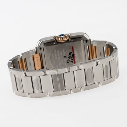 Cartier Tank Anglaise WT1000025 Steel and Rose Gold Watch with Box and Papers and Cartier Warranty, 2014 Unworn and Mint Condition