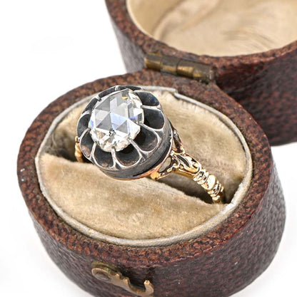 Georgian Antique Rose Cut Diamond Solitaire Engagement Ring