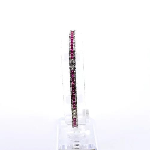 Princess Cut Ruby and Diamond Line Bracelet in 18ct Gold, 8.62 carats
