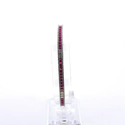 Princess Cut Ruby and Diamond Line Bracelet in 18ct Gold, 8.62 carats