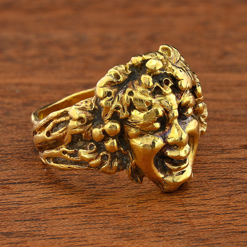 Rare Art Deco Buccellati Dionysis 18ct Yellow Gold Ring
