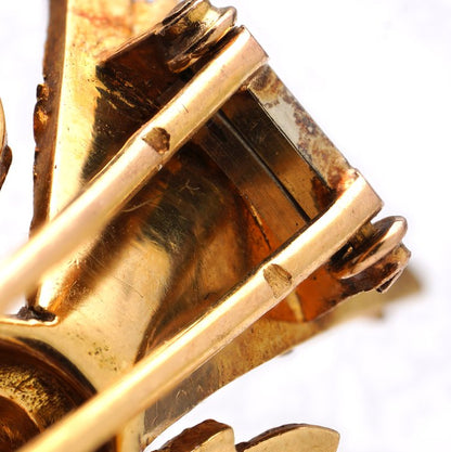 Vintage Hermes 18ct Yellow Gold Bird Brooch with Ruby