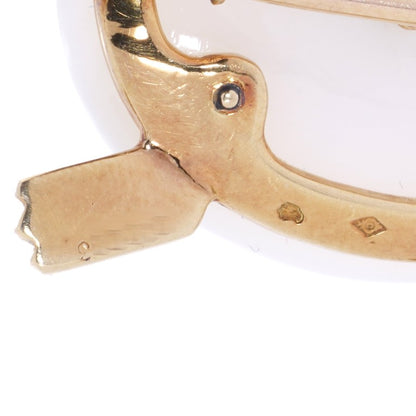 Cartier Vintage White Chalcedony and 18ct Yellow Gold Turtle Brooch with Rose Cut Diamond Eyes