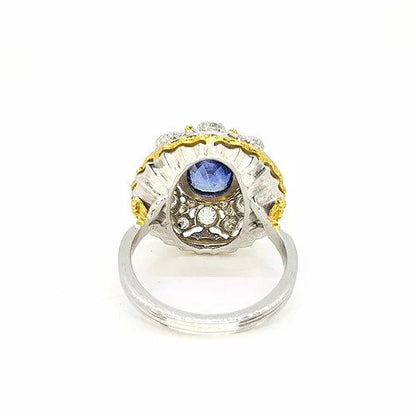 2.00ct Sapphire and Diamond Cluster Bombe Ring in 18ct Gold