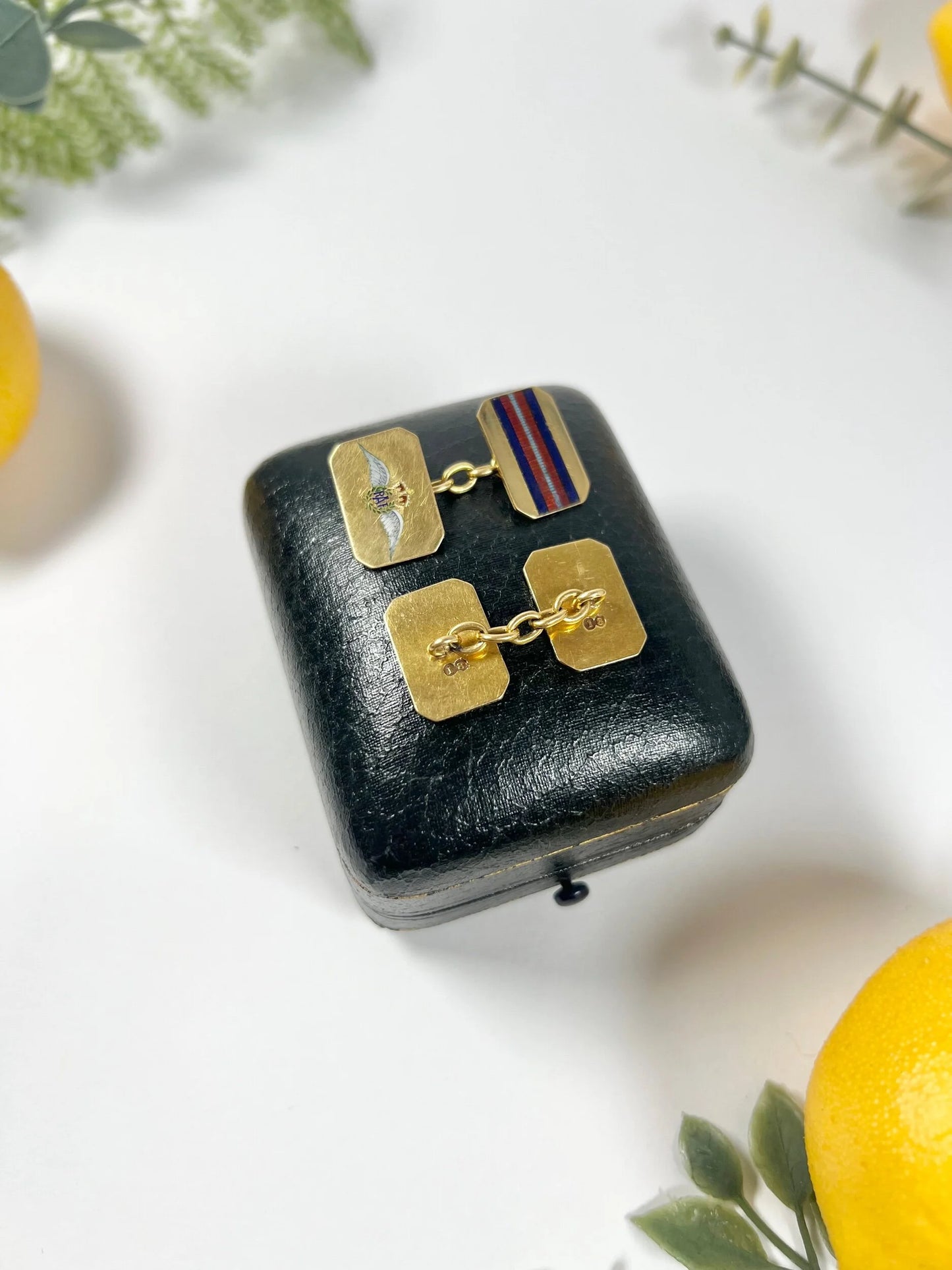 Antique 18 Carat Gold and Enamel Royal Air Force Cufflinks, Circa 1910