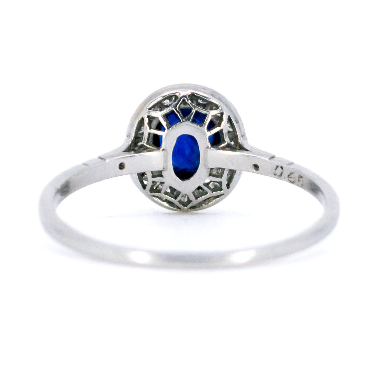Sapphire 0.65 Carat, Diamond 0.25 Carat and Platinum Halo Cluster Ring