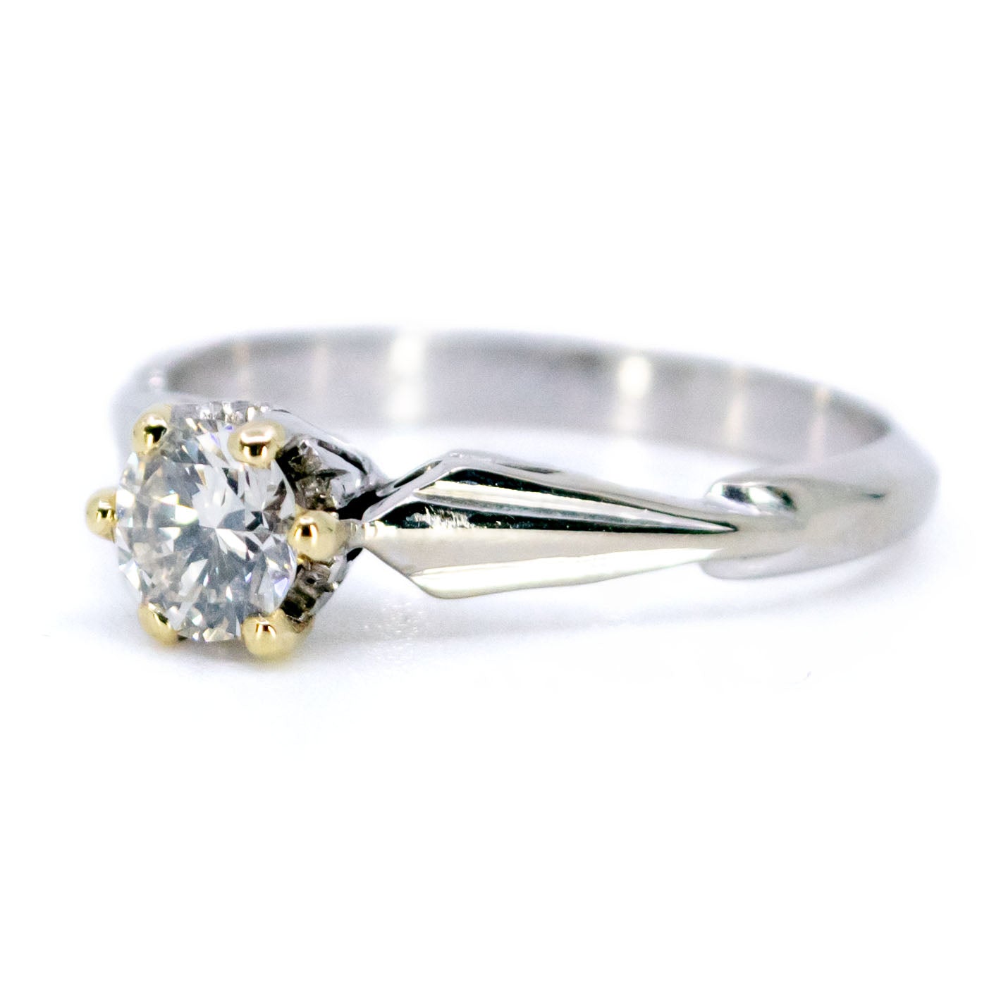 Vintage Platinum and 18 Carat Yellow Gold Diamond Solitaire Ring, 0.45 Carat