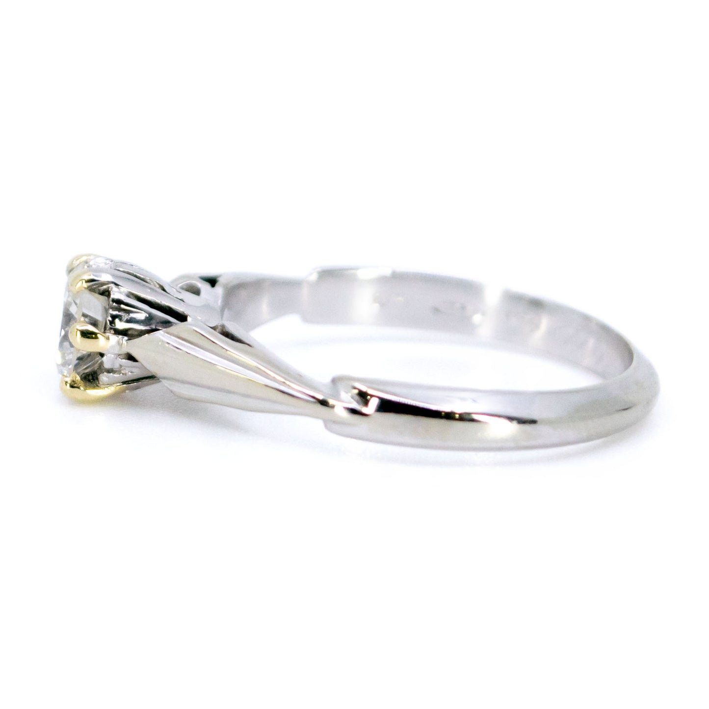 Vintage Platinum and 18 Carat Yellow Gold Diamond Solitaire Ring, 0.45 Carat